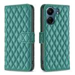 For Xiaomi Redmi 13C Diamond Lattice Wallet Leather Flip Phone Case(Green)