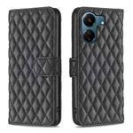 For Xiaomi Redmi 13C Diamond Lattice Wallet Leather Flip Phone Case(Black)