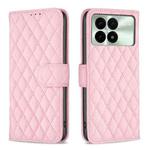 For Xiaomi Redmi K70E Diamond Lattice Wallet Leather Flip Phone Case(Pink)