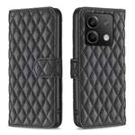 For Xiaomi Redmi Note 13 4G Global Diamond Lattice Wallet Leather Flip Phone Case(Black)