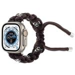 For Apple Watch Ultra 2 49mm Silk Silver Beads Braided Watch Band(Coffee)