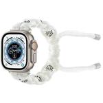 For Apple Watch Ultra 2 49mm Silk Silver Beads Braided Watch Band(White)