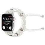For Apple Watch Series 9 45mm Silk Silver Beads Braided Watch Band(White)