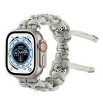 For Apple Watch Ultra 49mm Silk Silver Beads Braided Watch Band(Grey)