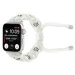 For Apple Watch Series 8 41mm Silk Silver Beads Braided Watch Band(White)
