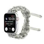 For Apple Watch Series 8 45mm Silk Silver Beads Braided Watch Band(Grey)