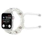 For Apple Watch Series 8 45mm Silk Silver Beads Braided Watch Band(White)