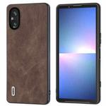 For Sony Xperia 5 V ABEEL PU Leather Black Edge Phone Case(Coffee)