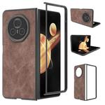 For Honor Magic V3 PU Leather Black Edge Phone Case(Coffee)