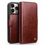 For iPhone 15 Pro QIALINO Classic 103 Buckle Genuine Leather Phone Case(Brown)