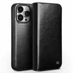 For iPhone 15 Pro Max QIALINO Classic Genuine Leather Phone Case(Black)