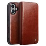 For iPhone 16 Plus QIALINO Classic Genuine Leather Phone Case(Brown)