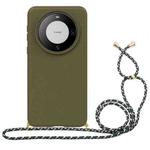 For Huawei Mate 60 Wheat Straw Material + TPU Phone Case with Lanyard(Army Green)