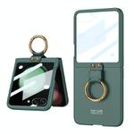 For Samsung Galaxy Z Flip5 GKK Integrated Ultra-thin PC Ring Holder Phone Case(Dark Green)