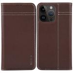 For iPhone 15 Pro Max GEBEI Top-grain Horizontal Flip Leather Phone Case(Brown)