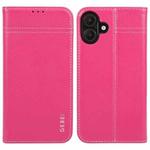 For iPhone 16 GEBEI Top-grain Horizontal Flip Leather Phone Case(Rose Red)