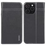 For iPhone 16 Pro GEBEI Top-grain Horizontal Flip Leather Phone Case(Black)