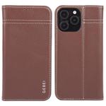 For iPhone 16 Pro GEBEI Top-grain Horizontal Flip Leather Phone Case(Brown)