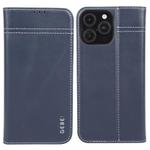 For iPhone 16 Pro Max GEBEI Top-grain Horizontal Flip Leather Phone Case(Blue)