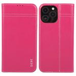 For iPhone 16 Pro Max GEBEI Top-grain Horizontal Flip Leather Phone Case(Rose Red)