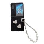 For OPPO Find N2 Flip Gradient Color Glitter Shockproof Protective Phone Case With Bead Chain(Black)