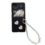 For vivo X Flip Gradient Color Glitter Shockproof Protective Phone Case With Bead Chain(Black)