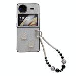 For vivo X Flip Gradient Color Glitter Shockproof Protective Phone Case With Bead Chain(Grey)