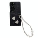 For Huawei P50 Pocket Gradient Color Glitter Shockproof Protective Phone Case With Bead Chain(Black)