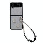 For Samsung Galaxy Z Flip4 5G Gradient Color Glitter Shockproof Protective Phone Case With Bead Chain(Grey)