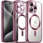 For iPhone 15 Pro Magsafe Magnetic Transparent Electroplated TPU Phone Case(Pink)