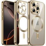 For iPhone 16 Pro Max Transparent Electroplated Magsafe Magnetic TPU Phone Case(Gold)