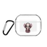 For AirPods Pro 3 Cartoon Pattern Transparent TPU Earphone Case with Keychain(Musical elephant)