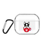 For AirPods Pro 3 Cartoon Pattern Transparent TPU Earphone Case with Keychain(Teacup Cat)