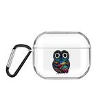For AirPods Pro 3 Cartoon Pattern Transparent TPU Earphone Case with Keychain(Owl)