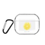 For AirPods Pro 3 Cartoon Pattern Transparent TPU Earphone Case with Keychain(lemon)