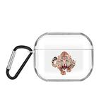 For AirPods Pro 3 Cartoon Pattern Transparent TPU Earphone Case with Keychain(Tiger)