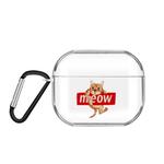 For AirPods Pro 3 Cartoon Pattern Transparent TPU Earphone Case with Keychain(Cat 2)