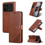 For Xiaomi Redmi K70E AZNS Sheepskin Texture Flip Leather Phone Case(Brown)