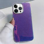 For iPhone 15 Pro Electroplated Frame IMD Glitter Powder Phone Case(Blue)