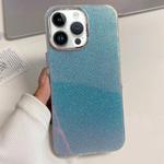 For iPhone 14 Pro Max Electroplated Frame IMD Glitter Powder Phone Case(Silver Blue)