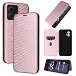 For Motorola Moto G84 5G Carbon Fiber Texture Flip Leather Phone Case(Pink)
