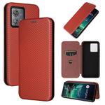 For Motorola Edge 40 Neo Carbon Fiber Texture Flip Leather Phone Case(Brown)