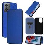 For Motorola Moto G34 5G Carbon Fiber Texture Flip Leather Phone Case(Blue)