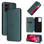 For Motorola Moto G04 / G24 Carbon Fiber Texture Flip Leather Phone Case(Green)