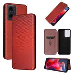 For Motorola Moto G04 / G24 Carbon Fiber Texture Flip Leather Phone Case(Brown)