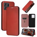 For Motorola Edge 50 Pro Carbon Fiber Texture Flip Leather Phone Case(Brown)