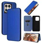 For Motorola Edge 50 Ultra Carbon Fiber Texture Flip Leather Phone Case(Blue)