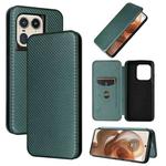 For Motorola Edge 50 Ultra Carbon Fiber Texture Flip Leather Phone Case(Green)