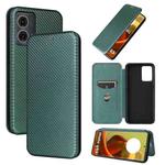 For Motorola Moto G85 Carbon Fiber Texture Flip Leather Phone Case(Green)