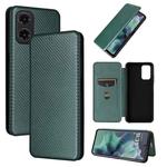 For Motorola Moto G35 Carbon Fiber Texture Flip Leather Phone Case(Green)